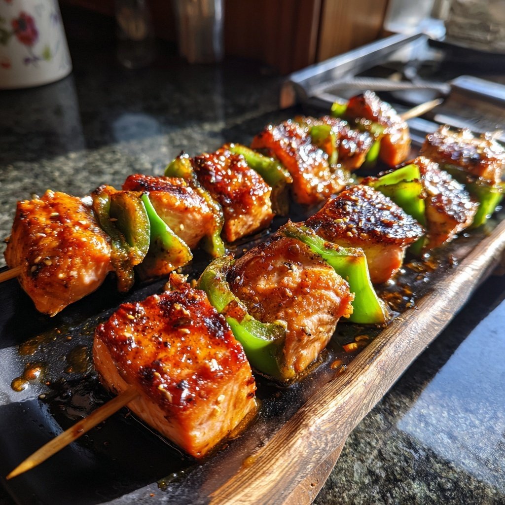 Grilled Salmon Teriyaki Skewers