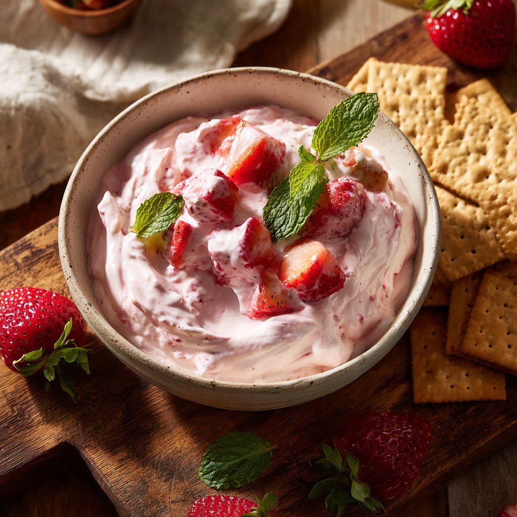 Creamy Strawberry Dip with Graham Cracker