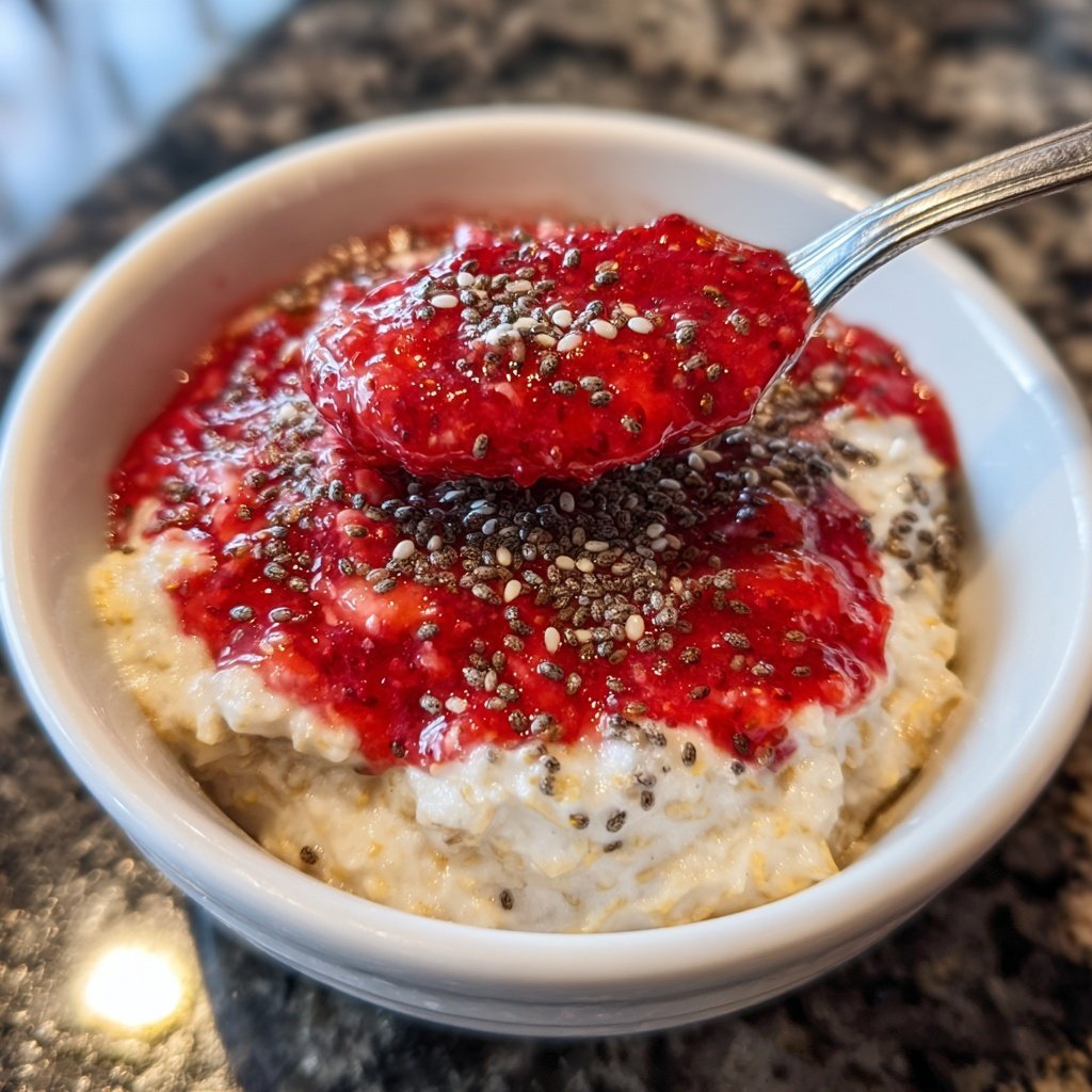 Overnight Oats with Strawberry Swirl
