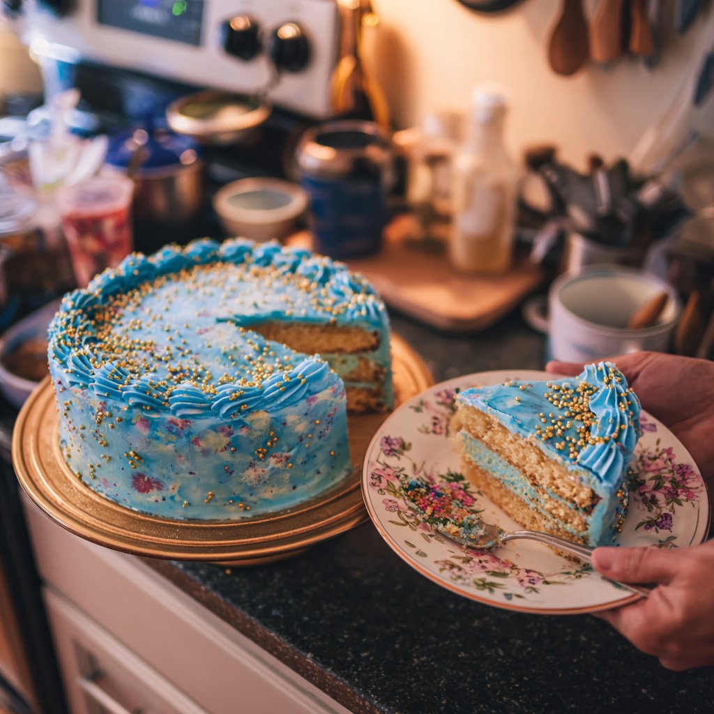 30th Birthday Cake with Blue Buttercream